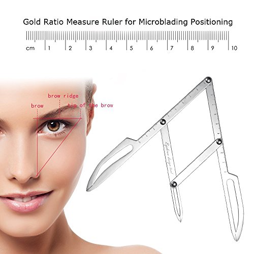 ATOMUS Eyebrow Stencil Positioning DIY Ruler Calipers Microblading Supplies Shaper Ruler Permanent Makeup Gold Ratio Eyebrow Measure Tool Stainless Steel - Thumbnail 5