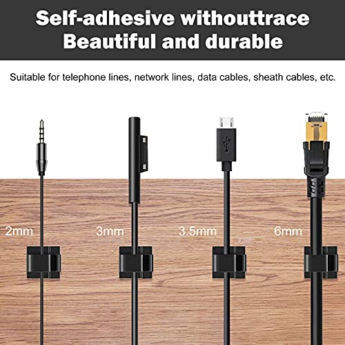 Cable Clips, 50pcs Upgraded Cable Straps with Strong Adhesive Tapes, Wire Clips, Cord Organizer, Wire Organizer, Cord Holder, Wire Management for Car, Office and Home(Black) - Thumbnail 4