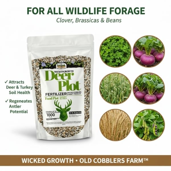 Old Cobblers Farm™ Wicked Growth Wildlife Deer Plot Fertilizer - Perfect Blend for Deer, Turkey & Game - Balanced NPK for Robust Growth (5 lbs | 10 lbs | 15 lbs | 20 lbs) (15 lbs)