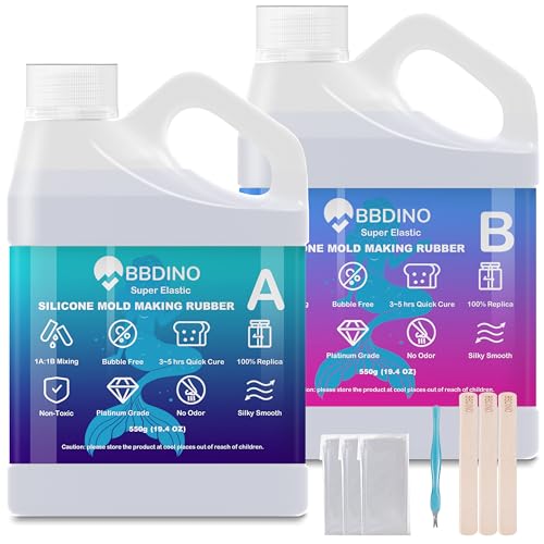 BBDINO Silicone Mould Making Kit 2.42lb(38.8oz) Super Elastic Liquid Silicone for Mould Making 3h Fast Cure Silicon Rubber for Moulds Casting of Resin/Candle/Soap/Plaster