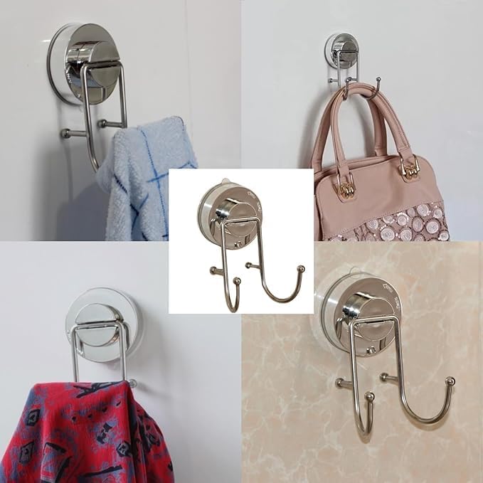 7.1 * 12.5 * 8cm Vacuum Suction Cup Hook - Chrome Finish Wall Hook for Towels, Robes, and Accessories - Durable Stainless Steel Bathroom & Kitchen Organizer (1 Pack)