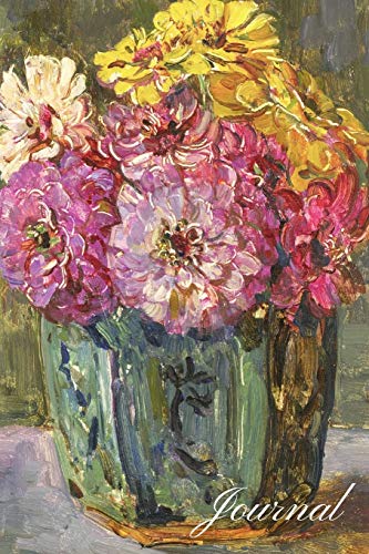 Journal: Gorgeous Zinnias Flower arrangement vintage art painting journal/Diary/notebook to write in, doodle in, draw in. Great gift for women and girls.120 blank lined cream paper 6 x 9 inches. image 3