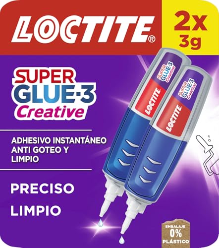 Loctite Super Glue-3 Creative Pen (pack de 2 tubos x 4 g), adhesivo transparente en forma de bolígrafo, pegamento instantáneo universal antigoteo, preciso y fácil de usar