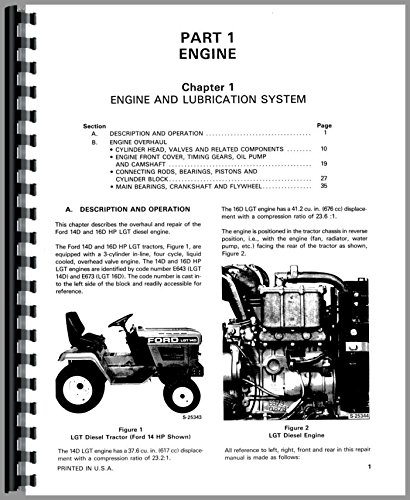 Ford 14D Lawn & Garden Tractor Service Manual      Plastic Comb