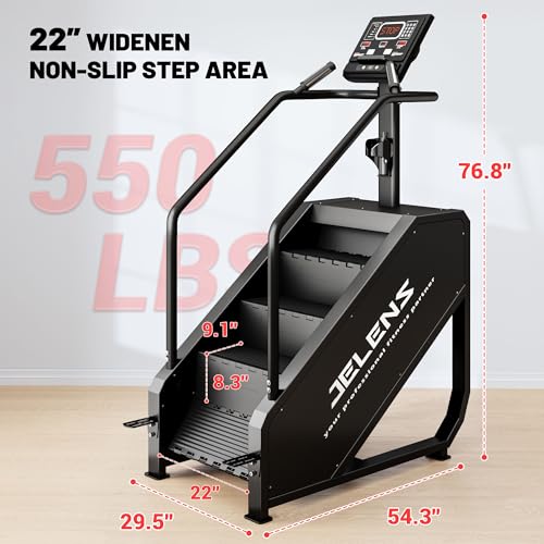 Image of JELENS Stair Stepper Machine with LED Screen, 550 LBS Commercial Grade Stairmaster Machine, Stair Climber with 15 Resistance Levels, 24-163 Steps /Minute