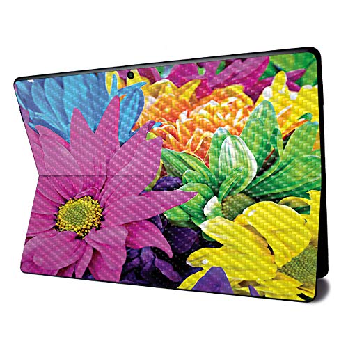 Image of MightySkins Carbon Fiber Skin for Microsoft Surface Pro X - Colorful Flowers | Textured Carbon Fiber Finish | Easy to Apply, Remove, and Change Styles | Made in The USA