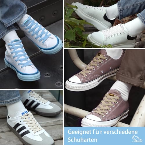 Puzeam 2 Paar Elastische Schnürsenkel, flach, mit Metallkapsel - Schuhbänder ohne binden für Kinder Erwachsene Schuhe, GummiSchürsenkel Weiß 120