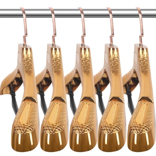 DEDU Suit Hangers for Men 15 Pack, Rose Gold Coat Hangers Extra Wide Non Slip Width 17.7', Thick Plastic with Pants Bar & Metal Hook