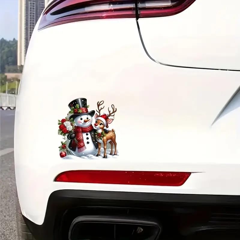 Christmas Snowman and Deer PVC Vinyl Car Decals Stickers Waterproof Self-Adhesive Decals for Cars, Laptops, Trucks, Motorcycles Wall Window Luggage Scratch Cover Door Decor Sticker - Image 6