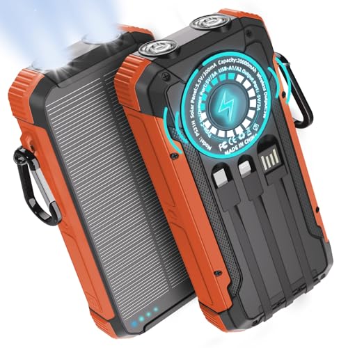 ERRBBIC Solar Power Bank 20000mAh, Portable Wireless Charger, 15W Fast