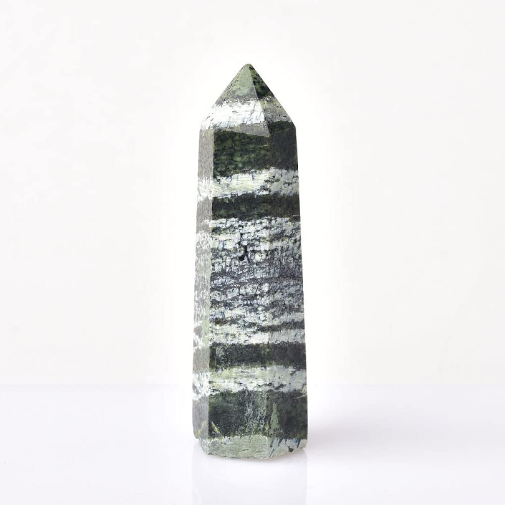 Obélisque quartz vert zèbre 70mm | Idée cadeau cristal ornement maison
