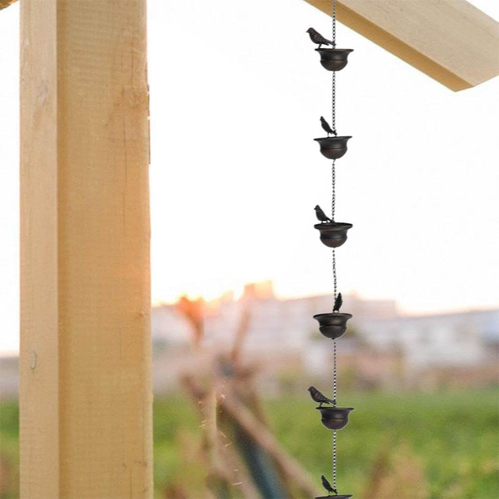 ChaîNes De Pluie Pour GouttièRes Oiseaux Mobiles Sur Tasses Carillons De Pluie Carillons De Pluie De 7 8 Pieds Avec Cintre Et Oiseaux Attaches