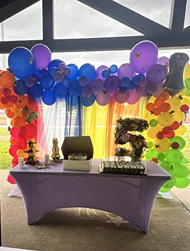 Wpm 6 Piece Rainbow Sheer Window Panel Colorful Backdrop Bright Curtains Set For Playroom, Nurseries, Bedroom Lime, Orange, Red, White, Bright Yellow, Navy Drapes Kids (84" Long) #TOP4