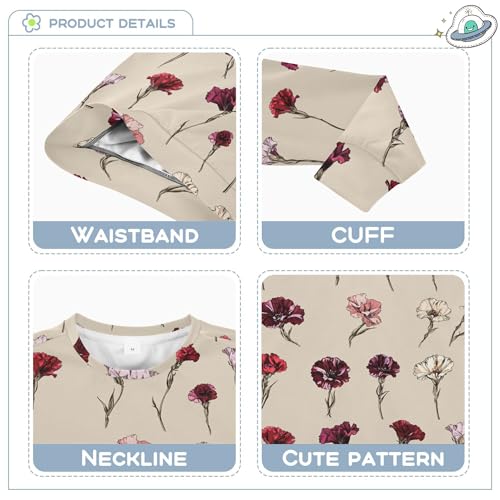 JUNZAN Cute Dianthus Brown Little Girls Sweatshirts Hoodies Crewneck Tops Clothing Shirts Athletic 4T3