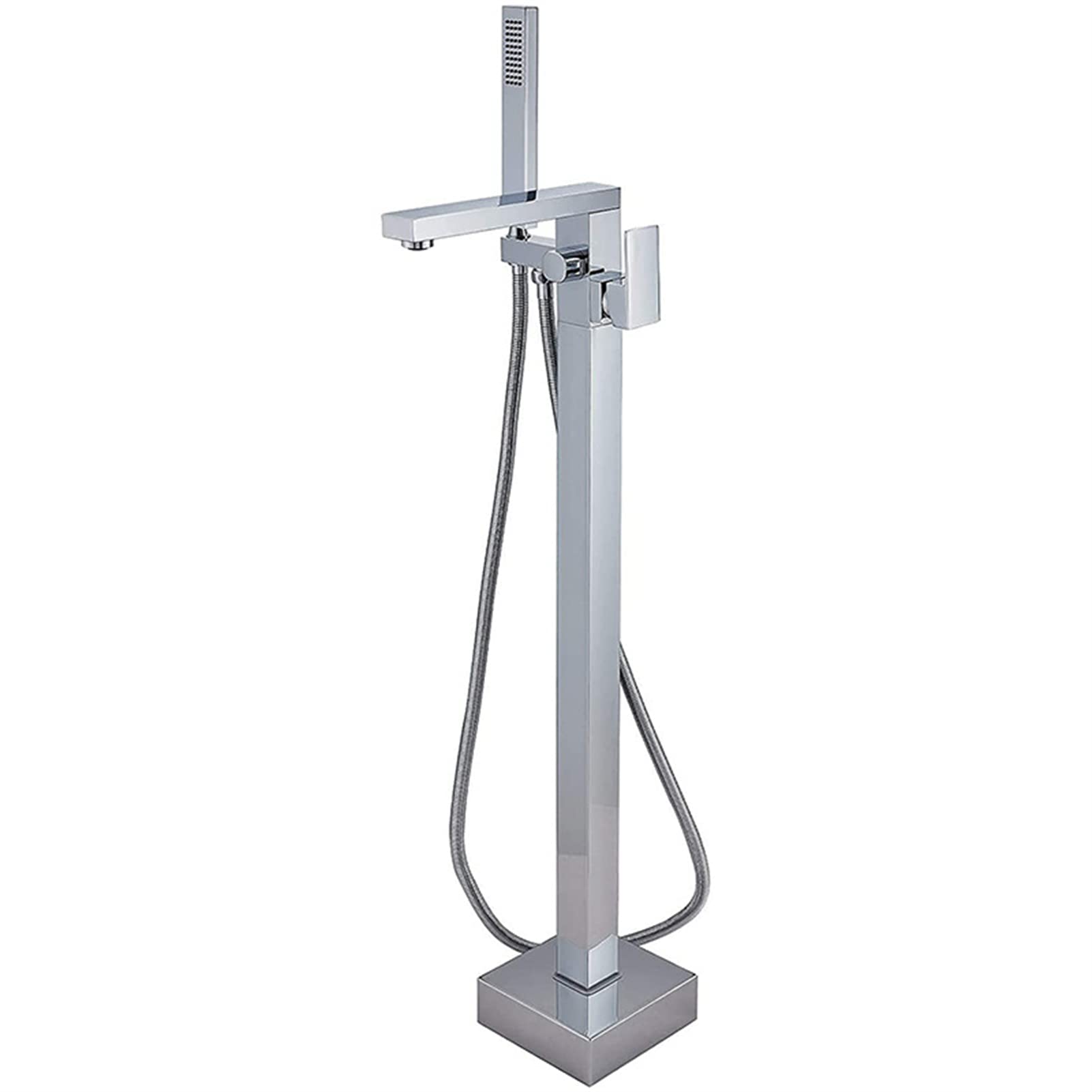 WOTZOV Floor Mount Bathtub Faucet Freestanding Tub Filler, Standing High Flow Swivel Spout Shower Faucets With Handheld Mixer Taps,Chrome，Cromo
