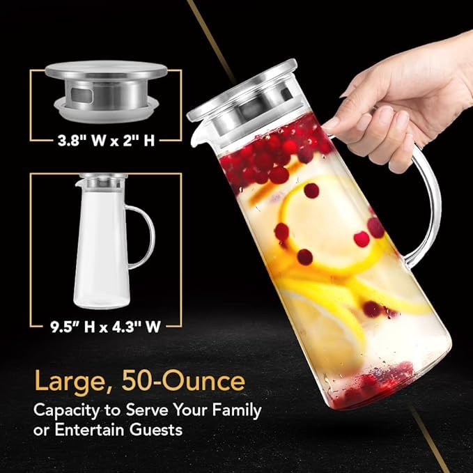 Image of Premium Water and Juice Glasses Set of 6 280ML and 1.8 Liter Water Jug 1 piece,Transparent Glass and Jug Set for Dining Table,Party,Gift Set,All pourpse use (7 Piece) (MT-2)
