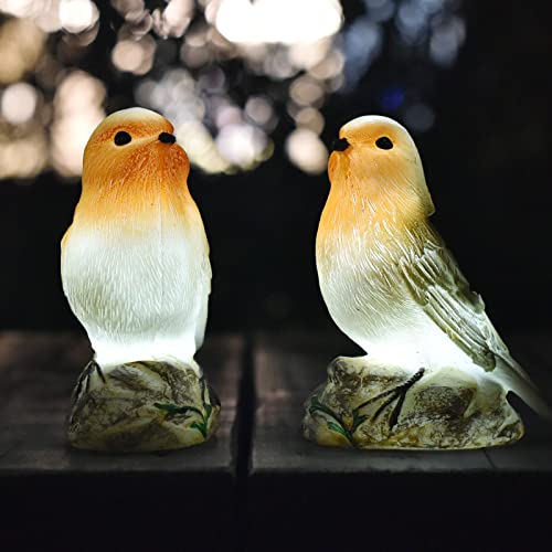 Lot de 2 lampes solaires à LED en forme d'oiseau - Décoration de jardin - Étanche - Pour l'extérieur et la terrasse