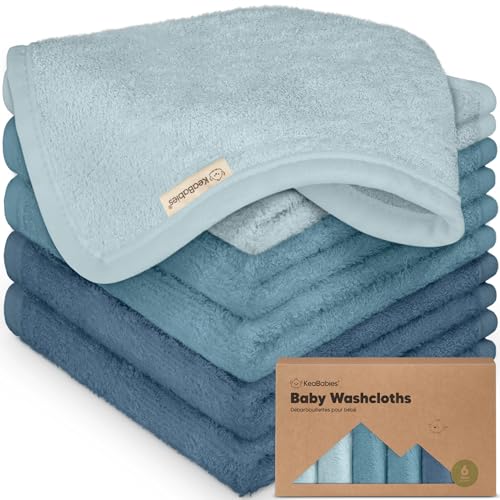 6-Pack Baby Washcloths - Soft Absorbent Viscose from Bamboo Wash Cloths for Babies, Kids, Toddlers, Infant, Newborn Bath Towels, Gentle on Sensitive...