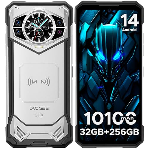 DOOGEE S200 Movil Irrompible 5G, Dimensity 7050 Android 14 Movil Resistente, 32GB+256GB/2TB, 10100mAh/33W, 6.72” FHD+/120Hz, 1.32” AMOLED Pantalla Trasera, 100MP, WiFi 6/NFC/Desbloqueo por Huella