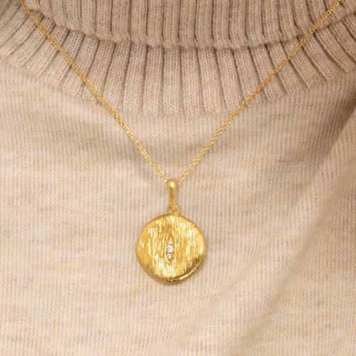 JEAN RACHEL JEWELRY 14K Gold Plated Sterling Silver Necklace for Women - Coin Drop with Cubic Zirconia Vintage Design - Hypoallergenic, Lead & Nickel Free - Artisan Handcrafted Statement Necklace2