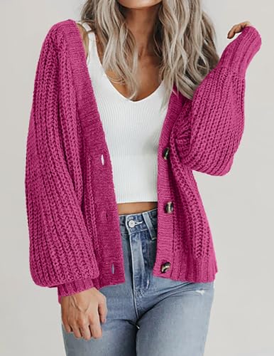 Image of Zeagoo Women's 2026 Fall Chunky Knit Cardigans Open Front Long Sleeve V Neck Button Loose Cardigan Sweaters