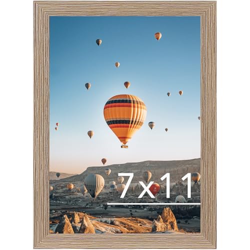 Image of JCJMY 7x11 Picture Frame Rustic Brwon for Wall Hanging or Tabletop- Wall Mounting Horizontally or Vertically, 7 x 11 Wall Gallery Poster Photo Frame for 7 by 11 Photos, Rustic Brwon