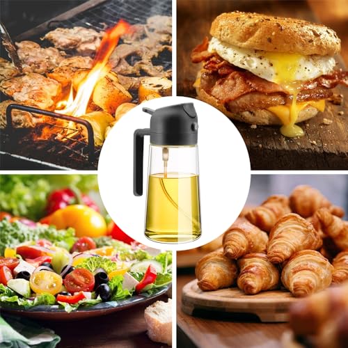 Image of 2 in 1 Oil Sprayer, Oil Sprayer for Kitchen Cooking, 470ml Oil Spray Bottle for Home