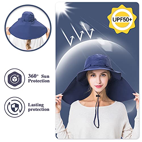 Image of Palmyth Head Net Hat, Sun Hat Safari Hat | UPF 50+, Removable Neck Flap, Water-Repellent, Wide Brim, Adjustable Chin Strap for Fishing and Gardening