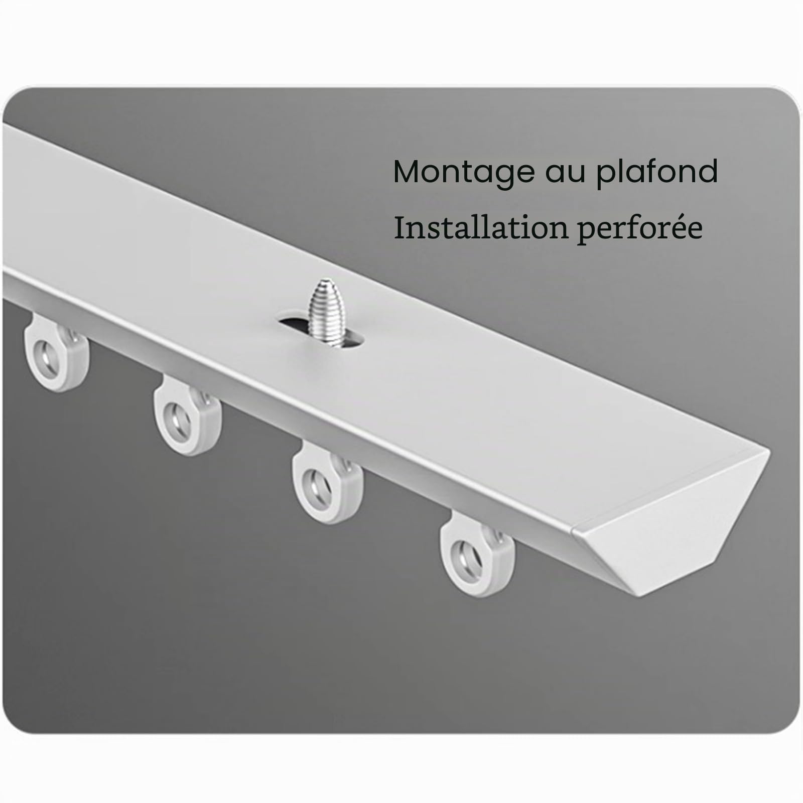 Rail De Plafond en Aluminium pour Rideaux, Rail De Rideau Robuste, Mute Tringle À Rideau Montée Au Plafond, Ensemble De Rails pour Bureau, Salon, Chambre(Size:400cm,Color:Noir)