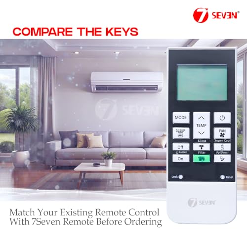 Image of 7SEVEN Compatible AC Remote for Hitachi Split AC and Window Air Conditioner The Model of Remote Control is 168D, Exact Match with Original Remote No Pairing Required use New AAA Alkaline Battery.