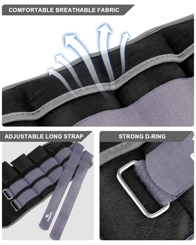 Image of Fragraim Adjustable Ankle Weights 1-3 /4 /5 /6 /8 /10 /12 /15 /20 LBS Pair with Removable Weight for Jogging, Gymnastics, Aerobics, Physical Therapy