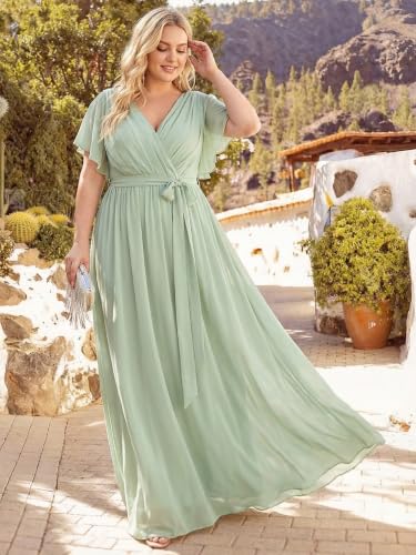 Image of Ever-Pretty Plus Women's Chiffon Maxi Plus Size Formal Bridesmaid Dresses