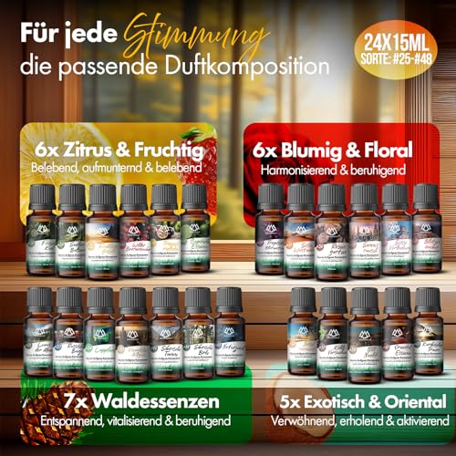 NORDHOLZ® Saunaaufguss Discovery Box 24x15ml [ #25-#48 NATURREINE ÄTHERISCHE ÖLE] Sauna Aufgussmittel - Sauna Aufguss aus Franken - Sauna Zubehör 2