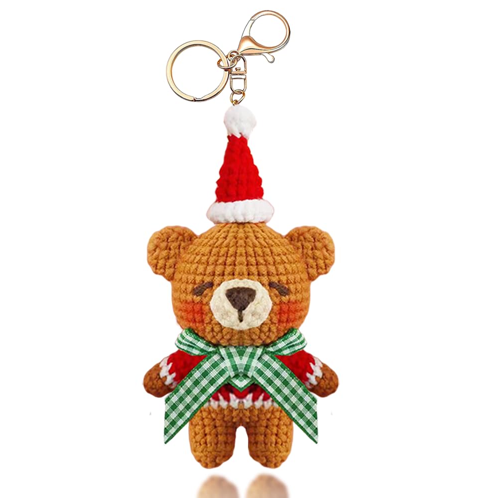 Yarniss Finished Crochet Animal Kits, Handmade Santa Bear