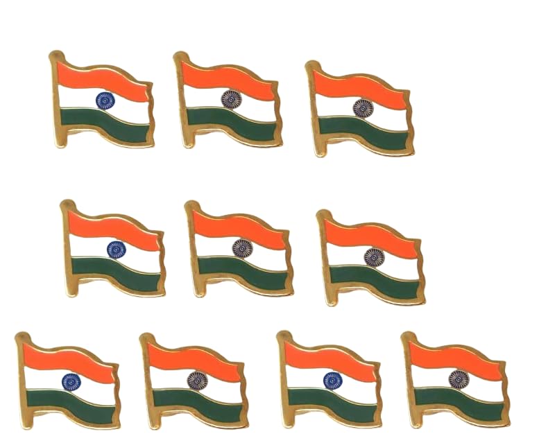 RON Brando Brass Metal Indian National Flag Badge With Pin for Shirt, Flag Lapel Pin For Cloth Indian Flag Brooch, Magnet Badge for Men and Women - Pack Of 10 (B0CVKXXS43) Amazon Price History, Amazon Price Tracker