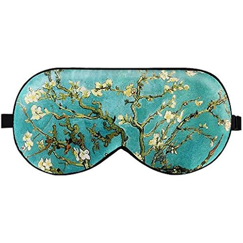 Luxspire Pure Silk Eye Sleep Mask, Light Blocking Mask for Women Men with Adjustable Strap Super Soft Eye mask Blindfold Comfortable Eye Cover Eyeshade for Sleeping Summer Nap Travel, Almond Blossom Cover