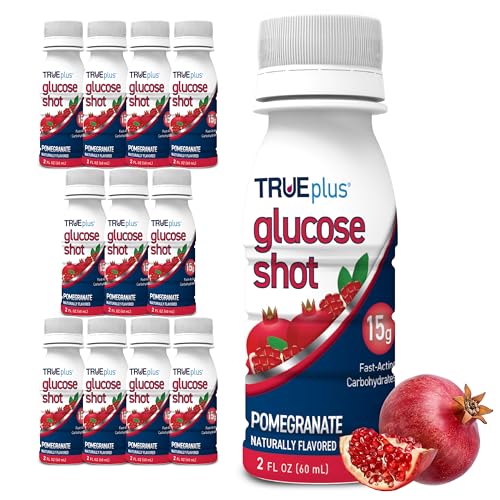 TRUEplus Glucose Shot Pomegranate 15g Fast-Acting Carbohydrates Fat Free Gluten Free Boost Energy 12 Pack