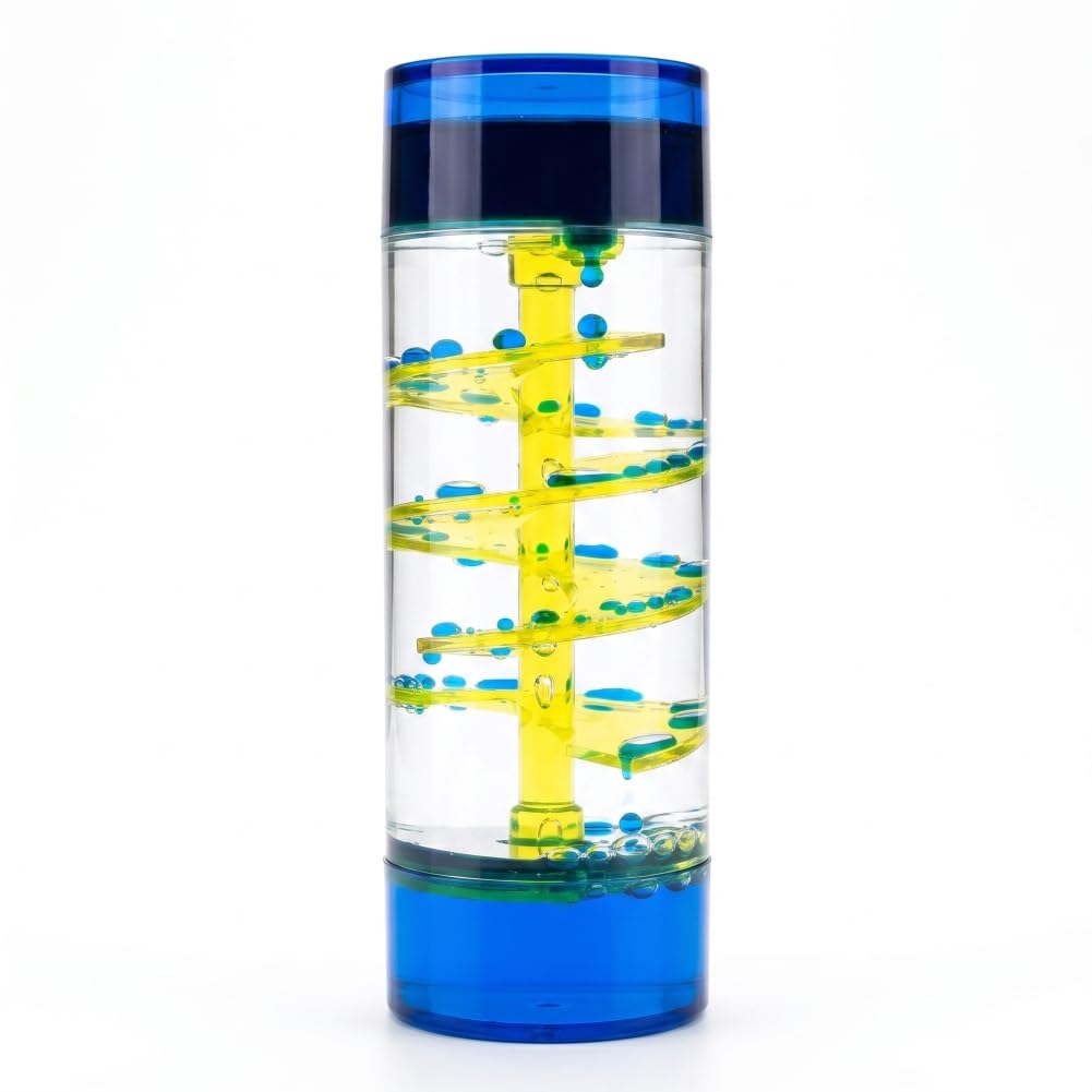 Liquid Motion Bubbler, Liquid Timer - Spiral Slide Dynamic Visual Sensory Activity Fidget Toy, Blue, 6.10 X 2.17 Inch