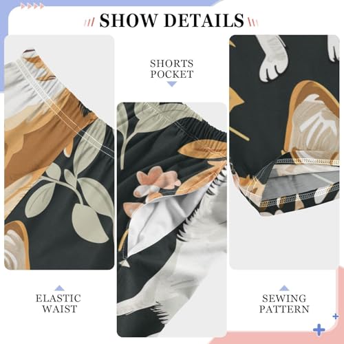 Corgi Dog Wild Flowers Boys Long Pants Soft Trousers Elastic Waist Kids Lounge Bottoms with Pockets S-XL4