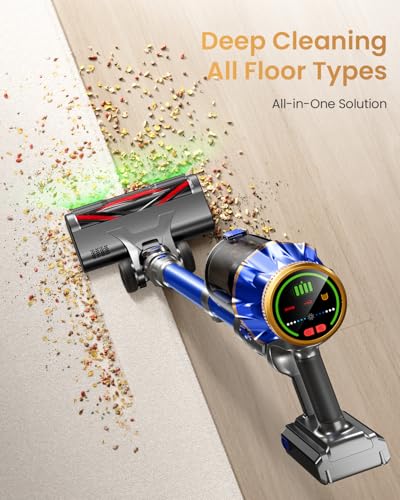 Image of Cordless Vacuum Cleaner, Upgraded 650W 60KPA 70Mins Vacuum Cleaners for Home, Self-Standing Stick Vacuum Cleaner, Anti-tangle Wireless, OLED Screen, 1.8L Cup for Hardwood Floors,Carpet,Pet Hair,Car