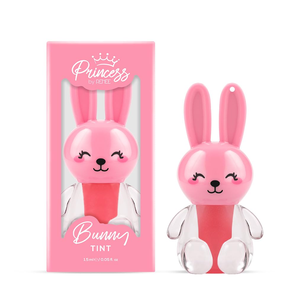 Princess by RENEE Bunny Lip Tint - Pink, for Pre-Teens, Lightweight & Long-Lasting Color, Non-Drying & Nourishing, Water-Based Formula, Blueberry Extracts, Strawberry & Vitamin E Infused, Cruelty-Free