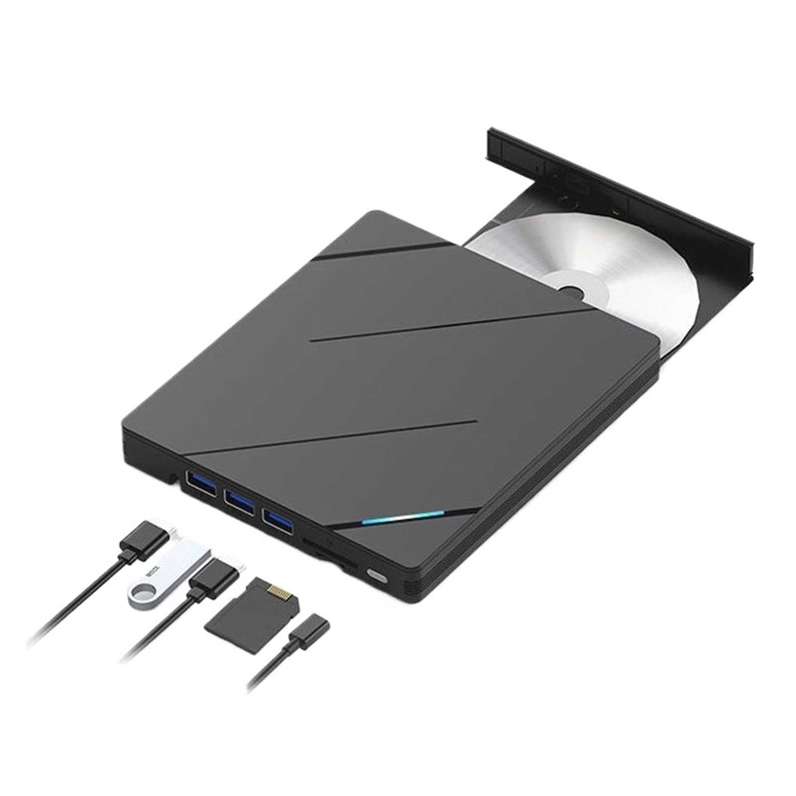 Lecteur Optique Externe Multifonction USB3.0 PC DVD-RW/CD Graveur D'ordinateur Support U Disque Carte TF(Blu-Ray Portable Optical Drive)