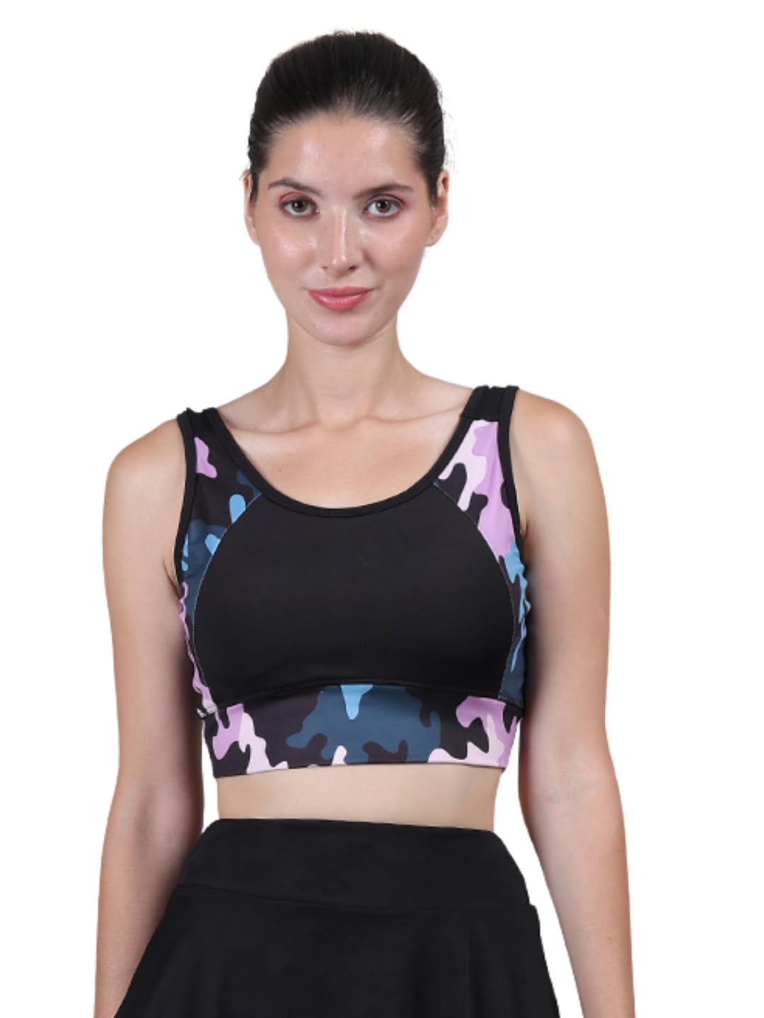 Women Swim Bra Bikini Top Quick Dry Camouflage Print Removable Padded Workout Sports Bathing Suit Swimwear Tops