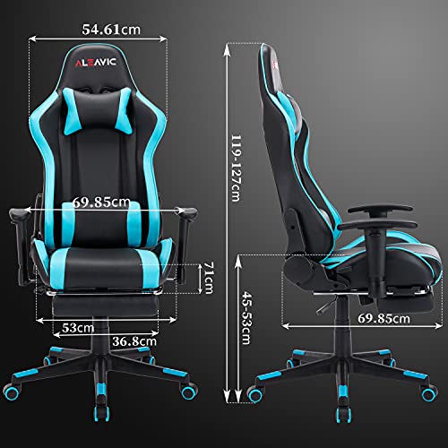 ALEAVIC-Silla-Gamer-Silla-Gaming-de-Respaldo-Alto-Silla-Ergonomica-de-Oficina-con-Reposapies-RetractilAzul