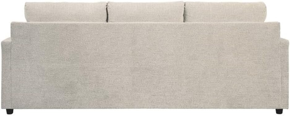 Bowery Hill Contemporary Fabric Queen Sleeper Sofa, 39"H x 96"W x 40"D, Stone Upholstery, Chunky Chenille with Jacquard Throw Pillows, Faux Wood Feet, Memory Foam Mattress, Living Room Overnight Use