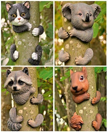 Garden Mile® - Decoración para árbol de jardín, elemento decorativo con diseño de animal agarrado a un árbol, esculturas para jardín, decoración del hogar