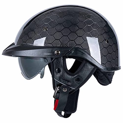 QAZXCVB Casco Half-Helmet Moto Vintage Cascos Abierto Media Motocicleta Retro Casco Estilo Motorbike Cascos Ciclomotores Certificación Dot/ECE con Visera para Hombres y Mujeres 5,XXL=63-64cm Cover