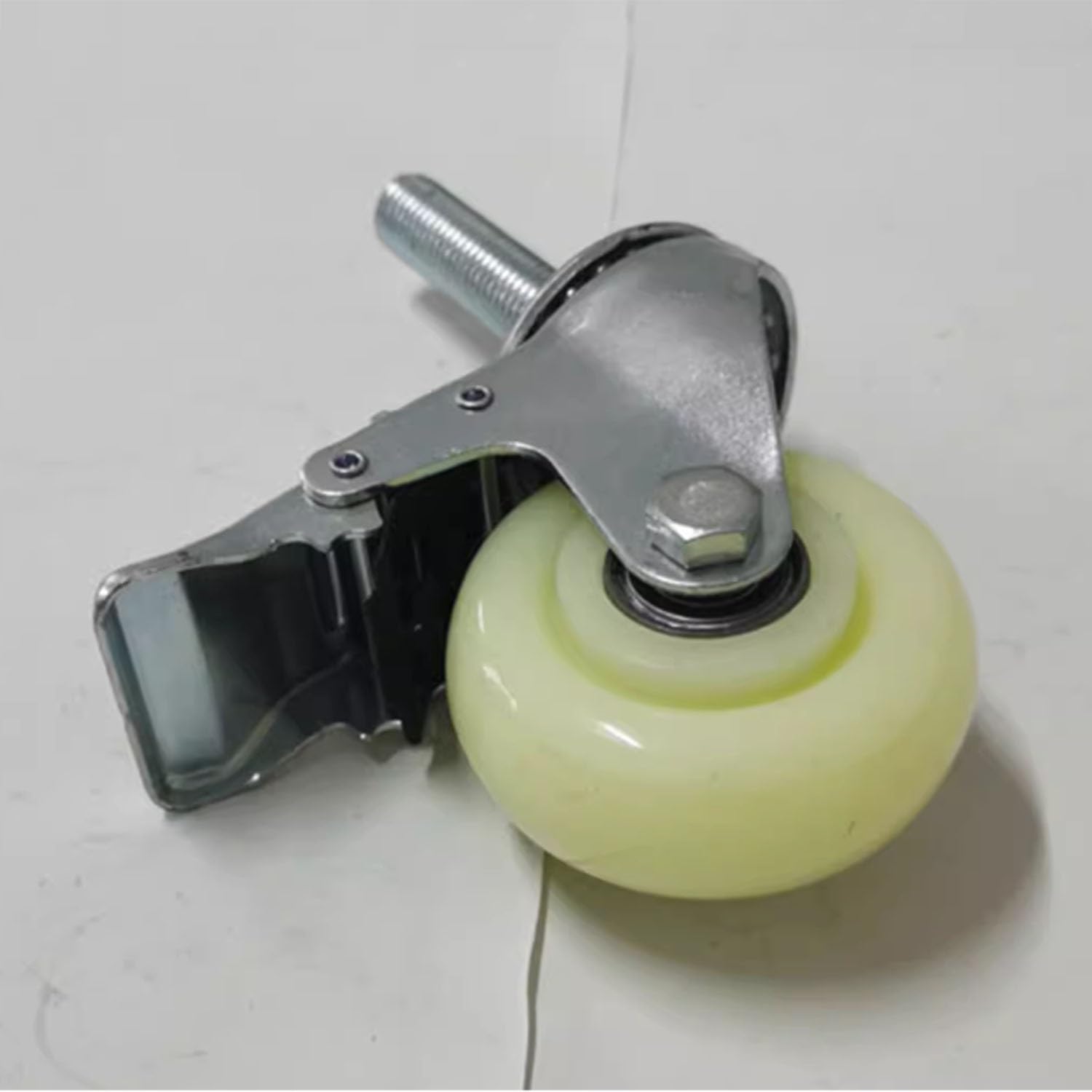 75 mm Hochleistungs-Lenkrollen aus Nylon, Gewindestangen M16 mit Bremse, 4er-Set geräuschlose Trolleyrollen, tragend 300kg(Brake,M16*100)