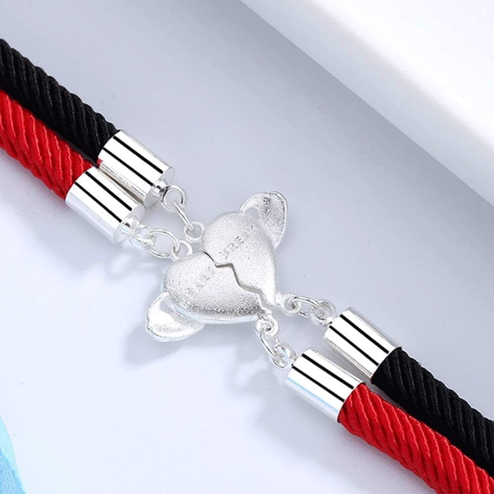 Armband, modische Dekorationsarmbänder, geflochtene Freundschaftsarmbänder, handgefertigtes Freundschaftsarmband, 2 Stück, Paare, Herzschmerz, Magnet, attraktive Charms, Paracord, modisch, zarter Schm