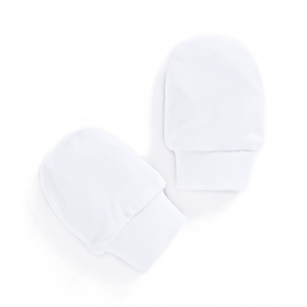 DUDU N GIRLIE, 2 X PAIR One Size BABY SCRATCH MITTENS White 100% Combed Cotton,